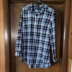Tommy Hilfiger Women’s Blue and White Plaid Shirt